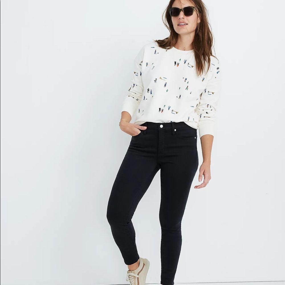 Madewell 9” High Rise Skinny Jeans Tall Black Denim Size 28 Tall